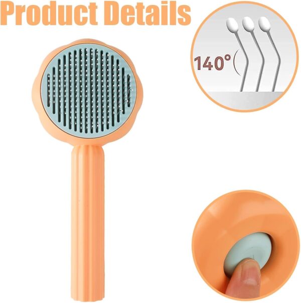 BNFGD 1Pcs Pet Hair Cleaner Brush, Cute Cat Brush Dog Brush, Pet Combing Brush, Pet Combing Brush with Hair Removal Button,Artifact for Stroking Cats and Dogs, Pet Hair Cleaner Brush(Orange) - Image 3