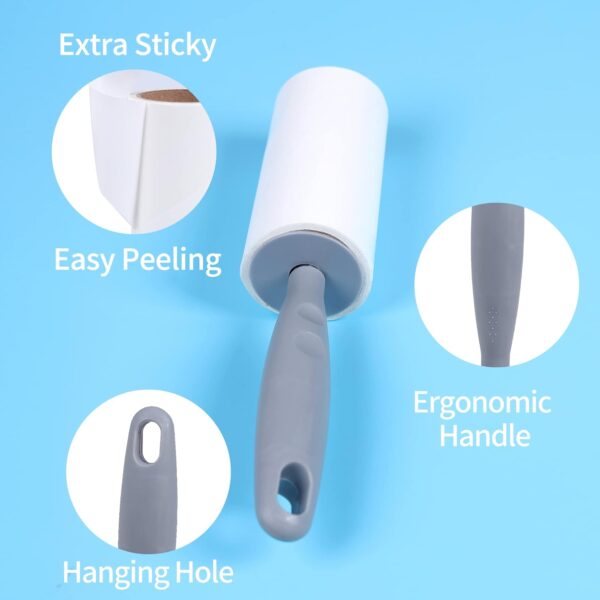 Lint Rollers,5 Refills with 1 Handle,HCSSZ 300 Sheets Pet Hair Remover for Cat Dog Fur Dust Dandruff from Clothes Car Furniture Bed Carpet Sofa - Image 3