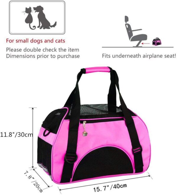 ZaneSun Cat Carrier,Soft-Sided Pet Travel Carrier for Cats,Dogs Puppy Comfort Portable Foldable Pet Bag Airline Approved (Rose) - Image 2