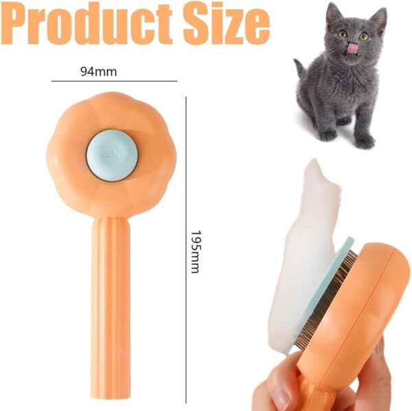 BNFGD 1Pcs Pet Hair Cleaner Brush, Cute Cat Brush Dog Brush, Pet Combing Brush, Pet Combing Brush with Hair Removal Button,Artifact for Stroking Cats and Dogs, Pet Hair Cleaner Brush(Orange) - Image 2