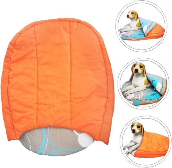 BELLIFFY Warm Pad for Hiking Outdoor Waterproof Dog Bed Sleep Sack Camping Sleeping Bags Portable Dog Bed Small Dog Bed Dog Camping Bed Outdoor Dog Cot Orange Polyester - Image 3