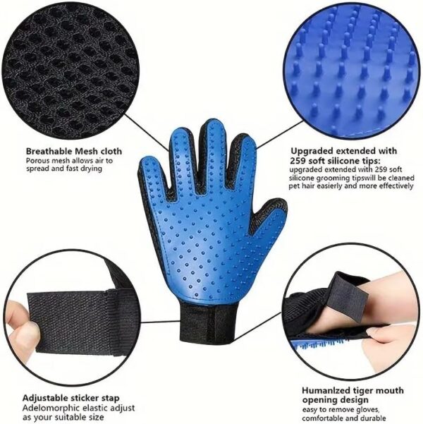 SEGOY Pet Grooming Glove for Easy, Mess-free Grooming Mitt For Dogs, Cats, Rabbits & Horses with Long/Short/Curly Hair - Image 7