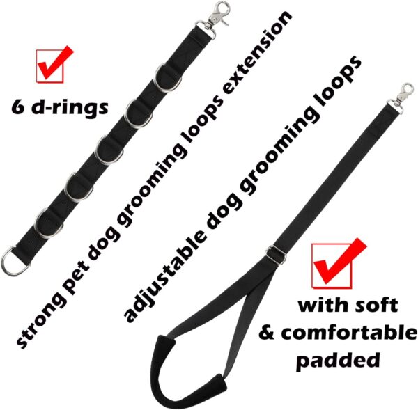 FURSDOLY Dog Grooming Loops Dog Grooming Supplies Dog Grooming Belly Straps Pet Dog Groomer Extension Straps for Pet Dog Grooming Table Grooming Arm (Black) - Image 3