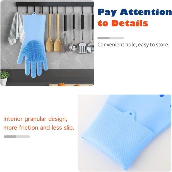 Sene Pet Grooming Gloves, Silicone Gloves Dog Bathing Supplies Hair Removal Gloves, High Density Teeth Bathing Shampoo Shedding Bath Brush Scrubber Washing for DOD and Cat (Blue) - Image 2