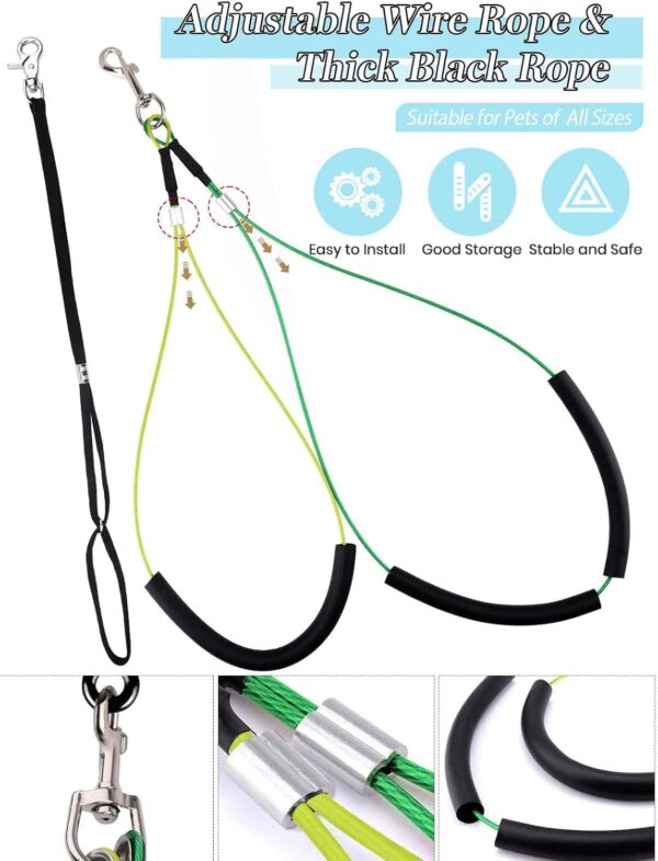 Kalolary Pet Grooming Table Rope Adjustable Pet Grooming Leash Neck and Haunch Holder Dog Grooming Loop Set for Small/Medium Dogs Green - Image 6