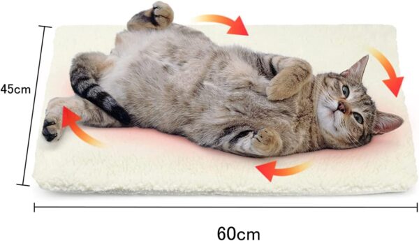 YUDANSI Non Slip Self Heating Pet Pad,No Electric Self Pet Heat Calming Cat Blanket,Soft Bed Warming Mat Ideal for Indoor Outdoor Kitten Puppy Cats Dogs in Cold Winter 60 cm X 45 cm (White) - Image 3