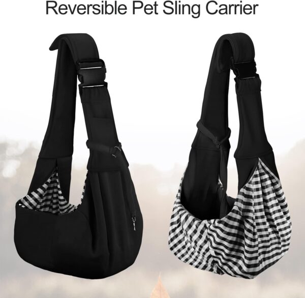 PETLOFT Reversible Dog Cat Sling Carrier, Small Dog Carrier, Adjustable Dog Sling, Hands Free Cross Body Carrier with Collar Hook for Dog/Cat/Bunny up to 4.99 KG - Image 5