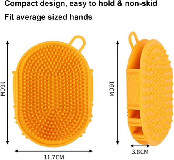 YUDOTE Pet Grooming Shampoo Brush,Soothing Massage Rubber Bristles Curry Comb,Bath Gloves for Dogs and Cats Easy Washing,Yellow - Image 2