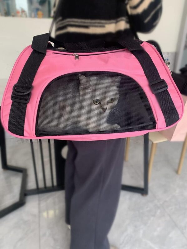 PYKESALY Cat Carrier Dog Carrier Pet Carrier, Airline Approved Soft-Sided Foldable,Puppy Carrier with Breathable Mesh for Small Medium Cats Dogs Rabbit (S, Pink) - Image 3