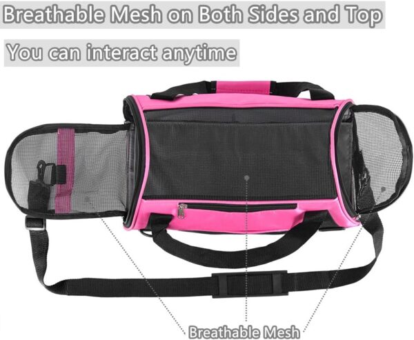 PYKESALY Cat Carrier Dog Carrier Pet Carrier, Airline Approved Soft-Sided Foldable,Puppy Carrier with Breathable Mesh for Small Medium Cats Dogs Rabbit (S, Pink) - Image 5