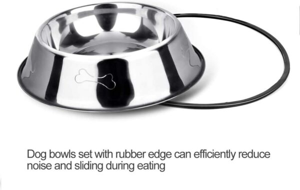 SUOXU 2 Stainless Steel Dog Bowls, Dog Feeding Bowls, Dog Plate Bowls With Non-slip Rubber Bases,Small Pet Feeder Bowls And Water Bowls (XS-195ml/7oz) - Image 3