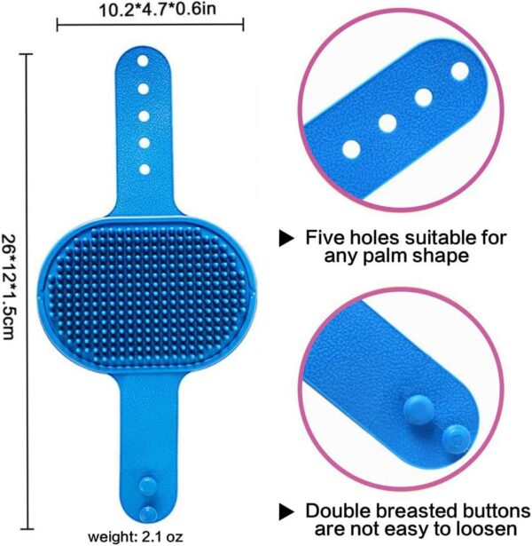 Pet Bath Brush for Dogs Cats,YMCCOOL Pet Grooming Shampoo Brush 2pcs Soothing Massage Rubber Comb with Adjustable Ring Handle for Long Short Haired Dogs and Cats (Blue +Rose) - Image 2