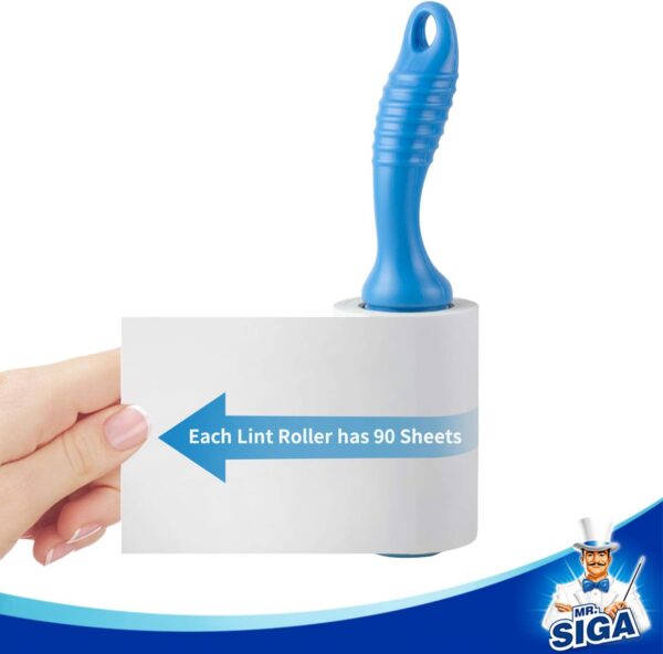 MR.SIGA Extra Sticky Lint Roller Pet Hair Remover with Easy Tear Sheets, 450 Sheets in Total, 5-Pack, Blue - Image 7