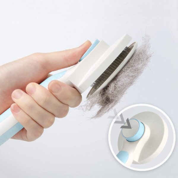 Pet Grooming Brush, Cats & Dogs Brushes for Long Haired & Short Hair, Supple Stainless Steel Bristles Quick Cleaning of the Brush to Remove Tangles Dead Undercoat and Dirt (Blue) - Image 6