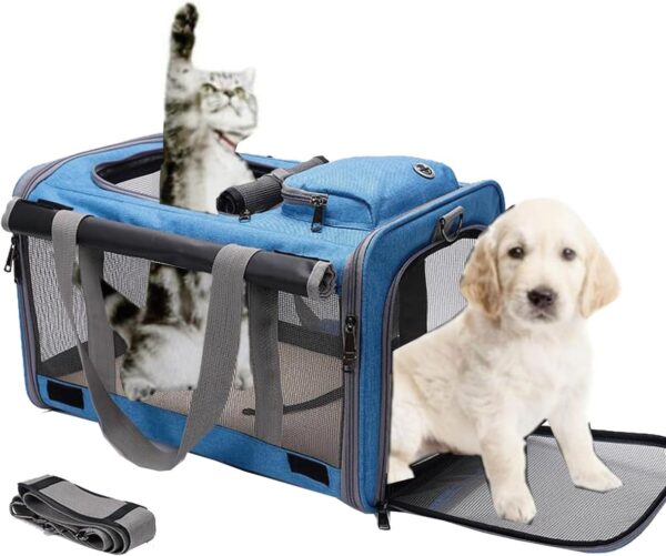 Pet Carrier, Soft Sided Pet Travel Carrier,Small and Miniature Dogs, with Removable Mat, Cat Carrier Dog Carrier,46 x 27 x 29cm,Grey - Image 5