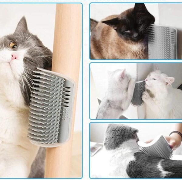 Cat Self Groomer,Soft Cat Wall Corner Massage Comb Grooming Tool,Pet Wall Corner Groomers,Pet Grooming Massage Scratcher Comb,Cats Grooming Brush Scratcher and Brush,for Long Short Fur Cats(Grey) - Image 4