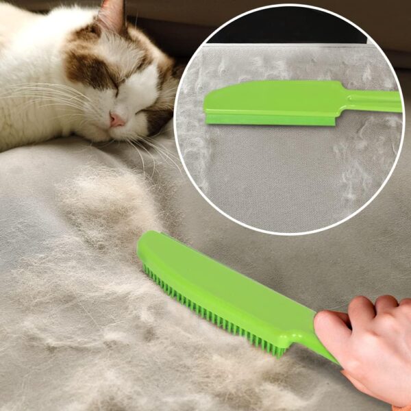 Rubber Broom and Pet Hair Removal Brush Set for Carpet, Fur Remover Broom with Squeegee for Wooden Floor, Detailing Lint Remover Brush for Pet Dog Cat Hair Car Interior - Image 3