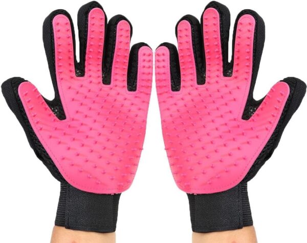 Pet Grooming Glove, Pets Brush De-Shedding Fur Removal, Gentle Massage Hand Gloves, Efficient Pet Hair Remover, Grooming Mitt for Dogs, Cats, Rabbits & Horses with Long/Short/Curly Hair (Pink) - Image 5