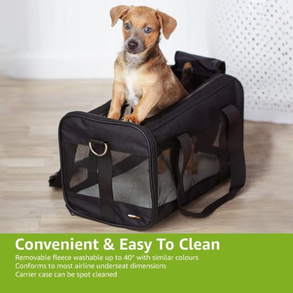 Amazon Basics Dog and Cat Carrier, Soft Sided Pet Travel Carrier for Cat and Dog, Black, Medium, 42 cm L x 24 cm W x 25 cm H - Image 3