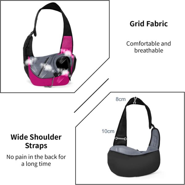 Puppy Sling Carrier Dog Carriers, Hand Free Drawstring Dog Papoose with Adjustable Strap, Pet Dog Cat Sling Carrier Bag for Outdoor Walking Subway(Rose red) - Image 5