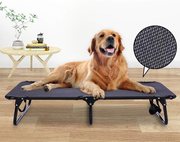 Hmpet Elevated Pet Bed Portable Cooling Camping Raised Dog Bed Folding Pet Cot Dog Lounger Bed with Washable & Breathable Mesh for Indoor & Outdoor,L/107 * 62 * 20cm - Image 2