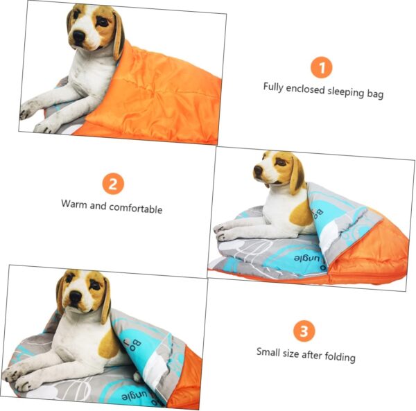 BELLIFFY Warm Pad for Hiking Outdoor Waterproof Dog Bed Sleep Sack Camping Sleeping Bags Portable Dog Bed Small Dog Bed Dog Camping Bed Outdoor Dog Cot Orange Polyester - Image 7