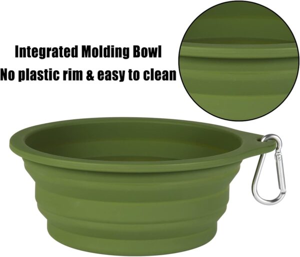 SLSON 2 Pack Dog Collapsible Bowl Large Portable Dog Bowl Pet Feeding Bowl Dog Food Water Bowl Pet Travel Bowl with Carabiner for Pet Indoor and Outdoor Activity (Navy + Dark Green) - Image 4