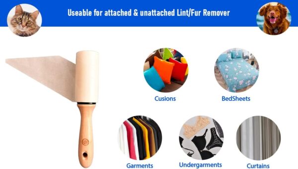 Lint Remover 3IN1, Reusable Rollers for clothes, Cat - Dog Fur Brush with Self-Cleaning Base, Copper top Carpet scraper for coarse surfaces, Pet Hair Remover from Upholstery, Bedding and Garments - Image 3