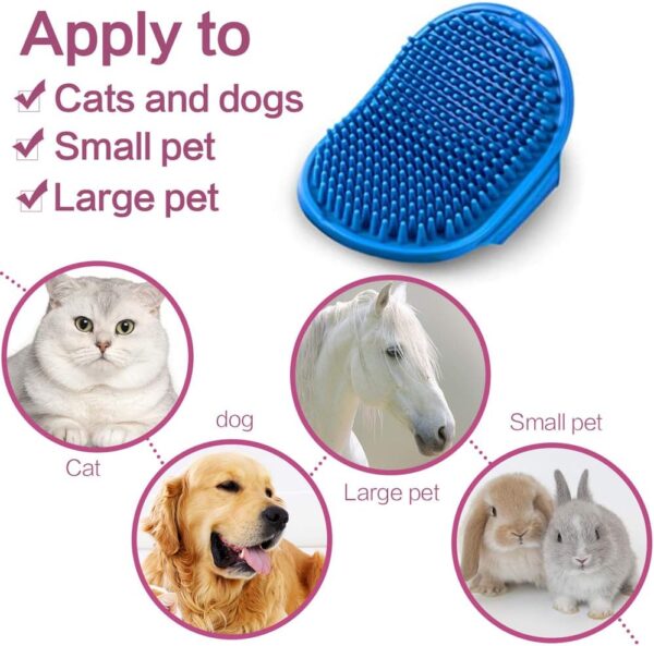 Pet Bath Brush for Dogs Cats,YMCCOOL Pet Grooming Shampoo Brush 2pcs Soothing Massage Rubber Comb with Adjustable Ring Handle for Long Short Haired Dogs and Cats (Blue +Rose) - Image 6