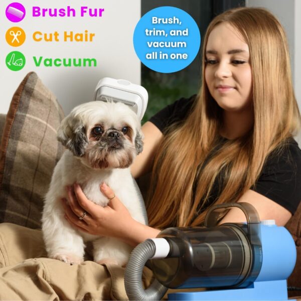 Dog Vacuum Grooming Kit 99% Pet Hair/Fur Removal, Low Noise, Brushes and Clippers, Complete Variable Speed Control, 21-Piece Set for Pro & Home use - Image 2