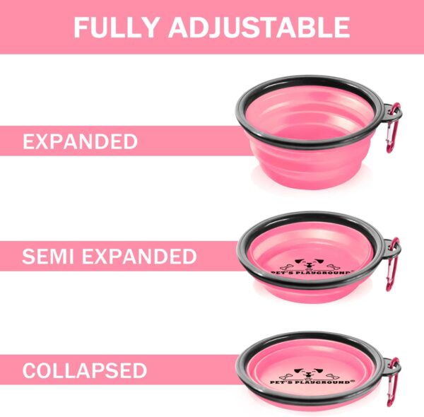 Pet's Playground | Collapsible Dog Bowl | Portable Dog Water Bowl | Fold Up Dog Bowl | Raised Dog Bowl | Dog Bowls | Dog Bowl Portable | Foldable Dog Bowl | Folding Dog Bowl Medium | 350 ML | Pink - Image 6