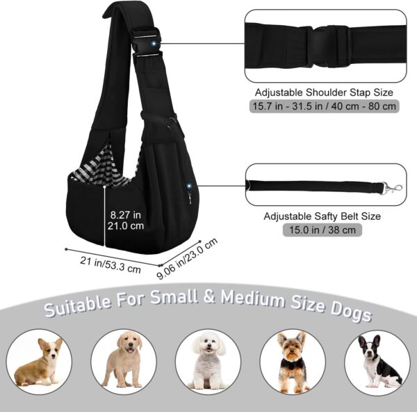 PETLOFT Reversible Dog Cat Sling Carrier, Small Dog Carrier, Adjustable Dog Sling, Hands Free Cross Body Carrier with Collar Hook for Dog/Cat/Bunny up to 4.99 KG - Image 2