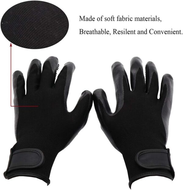 MYYINGELE Dog Pet Grooming Gloves for Dogs Cats Horses Rabbits, 2 in 1 Long & Short Hair Remover Mitt Brush and Gentle Massage Tool - 1 Pair Black for Cat Dog - Image 4