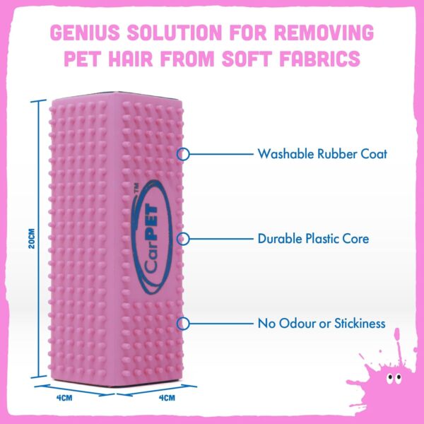 CarPet Pet Hair Remover - Works Perfectly To Remove Dog, Cat & Other Pet Hair from Clothing, Soft Furnishings, Car Interiors, Carpets, Bedding or Any Fabric - Pink - Image 2