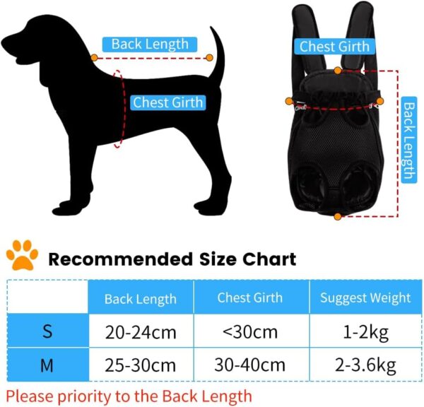 MUSBUS Dog Cat Backpack Carrier, Dog Carrier Backpacks for Small Medium Dogs, Pet Dog Front Chest Carriers Backpack, Puppy Carrier Sling Backpack, Holder Papoose for Dog Baby Cat Body【Medium Size】 - Image 2