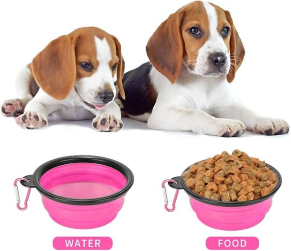 Collapsible Pet Food/Water Bowls with Carabineer Set, Travel Friendly, Dishwasher Safe, Bowls for Journeys, Hiking, Kennels & Camping or at Home (Dog Bowl 400 & 1000ml- Amazon Green Set) - Image 5