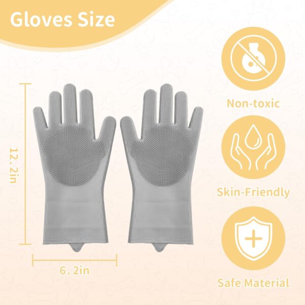 ULoomee Pet Grooming Gloves, Grey - Image 2