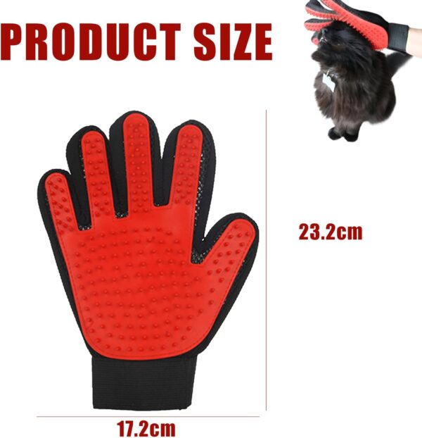 2 Pcs Cat Grooming Glove - Pet Dog Cat Brush Glove for Shedding, Massaging, and Bathing - Comfortable, Adjustable, and Easy to Clean - Perfect for Long and Short-Haired Pets（Red） - Image 2