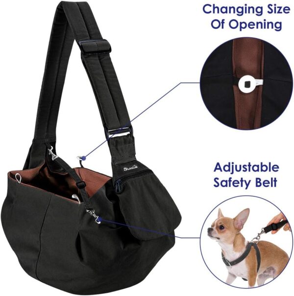 SlowTon Pet Carrier, Dog Cat Hand Free Waterproof Sling Carrier Shoulder Bag Adjustable Strap Tote Bag with Front Pocket Safety Belt Outdoor Travel Puppy Carrier for Daily Use - Image 6