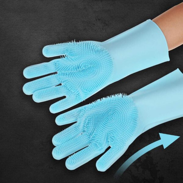 MYYINGELE Dog Pet Grooming Gloves, Gentle Dog Bathing Scrubber Gloves, Silicone Hair Removal Gloves with High Density Teeth Efficient Pet Hair Remover Mitt for Cats, Dogs for Cat Dog - Image 3