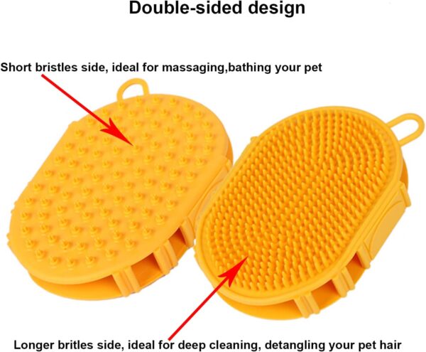 YUDOTE Pet Grooming Shampoo Brush,Soothing Massage Rubber Bristles Curry Comb,Bath Gloves for Dogs and Cats Easy Washing,Yellow - Image 4