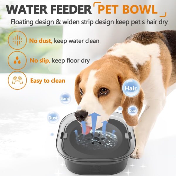 INNOLAND Dog Water Bowl Non Spill 2L, Anti Spill Pet Water Bowl, No Spill Slow Drinking Water Dispenser, No Mess Portable Travel Floating Water Bowl for Dog Cat Puppy - Image 3