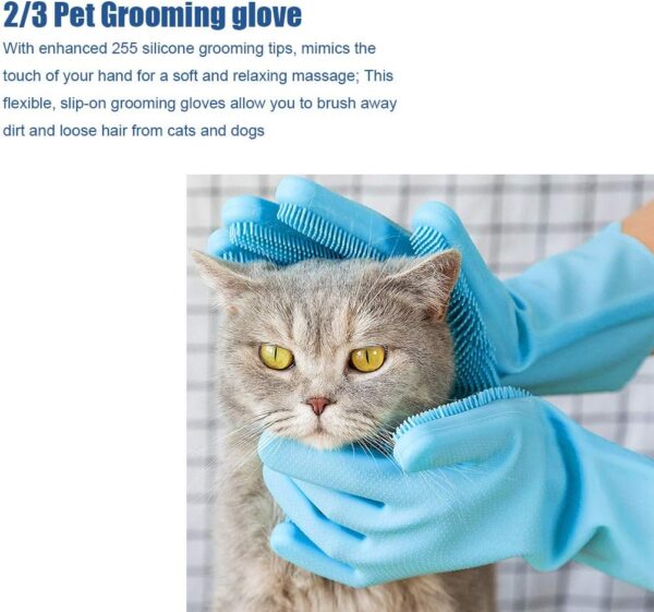 Begator Pet Washing Bathing Grooming Gloves Dog Cat Hair Remover Brush Hair Removal Gloves Pet Nail Nail Clippers - 3 in 1 Pet Washing Bathing Grooming Kit - Image 4