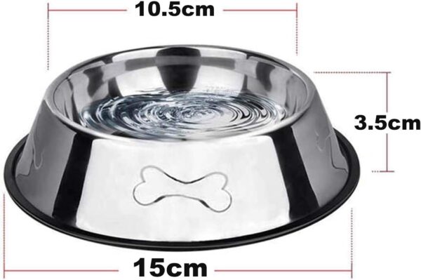 SUOXU 2 Stainless Steel Dog Bowls, Dog Feeding Bowls, Dog Plate Bowls With Non-slip Rubber Bases,Small Pet Feeder Bowls And Water Bowls (XS-195ml/7oz) - Image 6