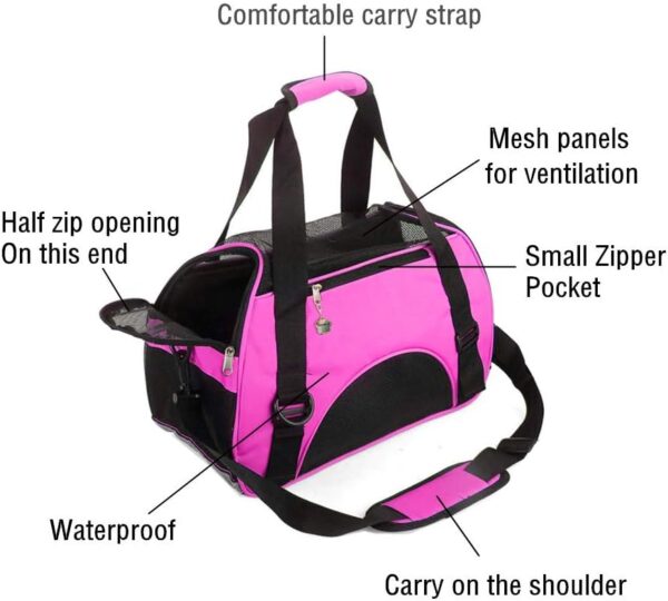 ZaneSun Cat Carrier,Soft-Sided Pet Travel Carrier for Cats,Dogs Puppy Comfort Portable Foldable Pet Bag Airline Approved (Rose) - Image 4