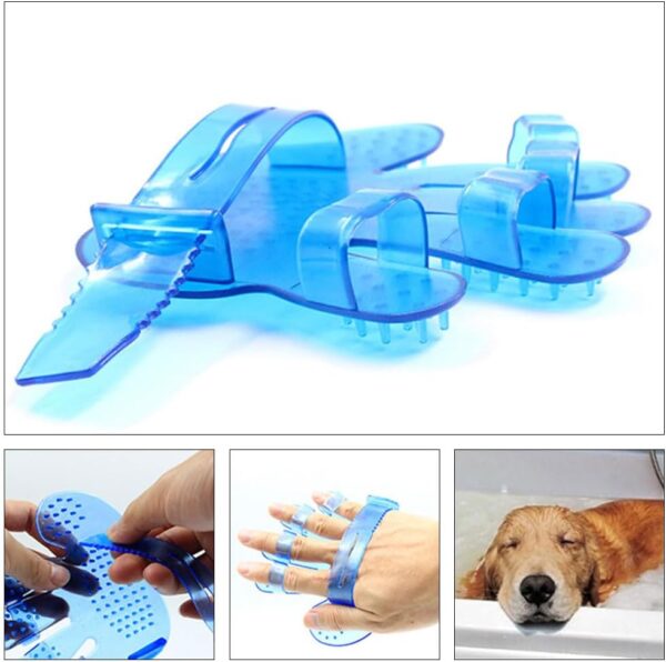 2 Pcs Dog Grooming Brush with 2 Pcs Five Finger Brush Pet Massage Bath Brush Pet Cat Dog Brush for Dogs and Cats with Short or Long Hair - Image 7