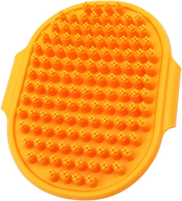 Tiardey 3pcs Pet Grooming Shampoo Brush,Soothing Massage Rubber Bristles Curry Comb,Bath Gloves for Dogs and Cats Easy Washing - Orange - Image 2