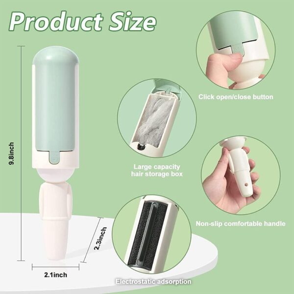 Pet Hair Remover Roller, Reusable Dog & Cat Fur Remover with Comfy Non-Slip Handle, Portable Pet Lint Roller with Self-Cleaning Base for Couch, Car Seat, Carpet, Bedding - Image 3