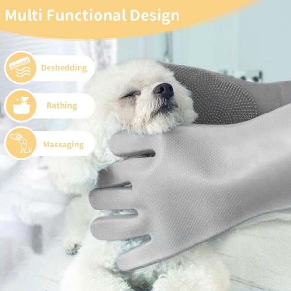 ULoomee Pet Grooming Gloves, Grey - Image 3