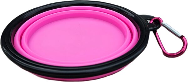 Collapsible Travel Dog Bowl Portable Large Or Small Pet Water and Food Feeding Bowl Outdoor Easy To Carry With Hook Blue or Pink (Pink Small) - Image 5